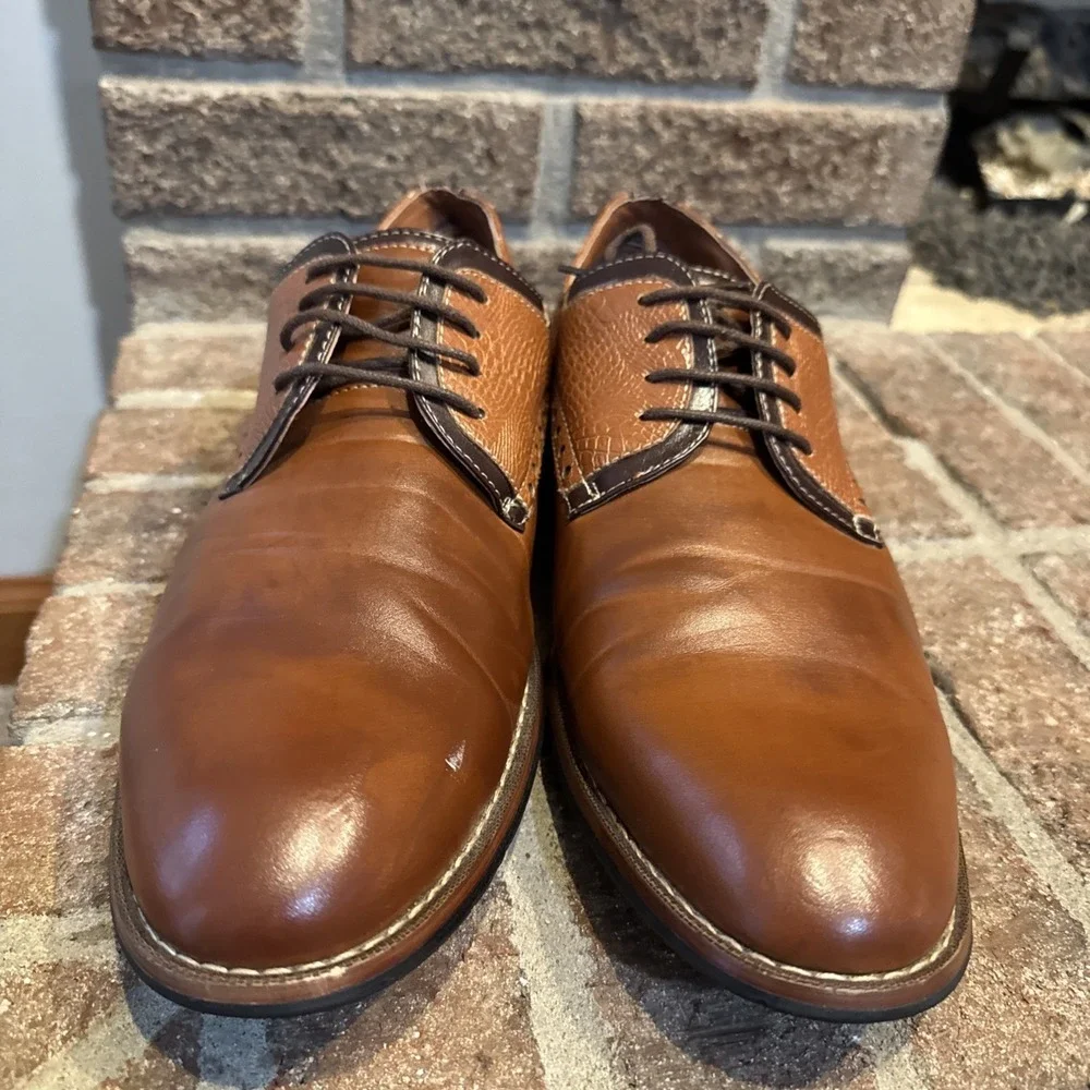 Ferro Aldo Men's Round Toe Lace Up Two Tone Oxfords Dress Shoes Size 11